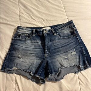 KanCan Dark Blue Distressed Jean Shorts